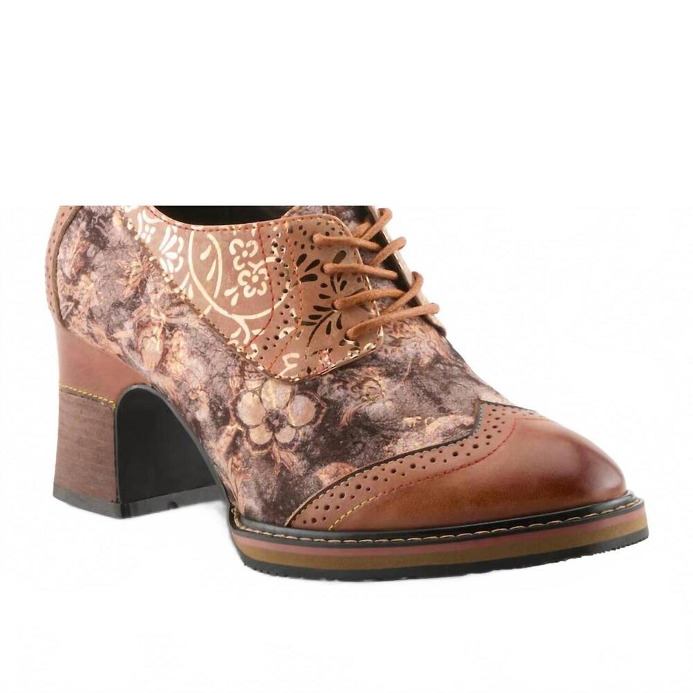 NEW SPRING STEP SHOES women's caden oxford heel in tan multi
